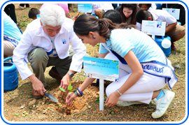 คุณชาญวิทย์ จารุสมบัติ ร่วมปลูกต้น กระดาษ กับรองมิสยูนิเวิร์สไทยแลนด์